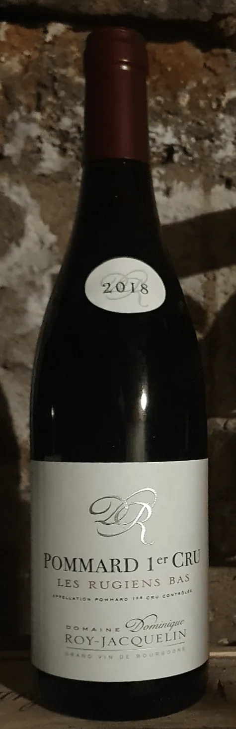 Flasche Pommard 1er Cru Les Rugiens Bas, Domaine Roy-Jacquelin, Rotwein aus dem Burgund